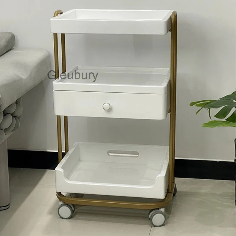 Salon Metal Trolley Manicure Storage Lash Tattoo Cleaning Salon Trolley Hairdressing Utility Cart Furniture Gereedschap Kar Lstc