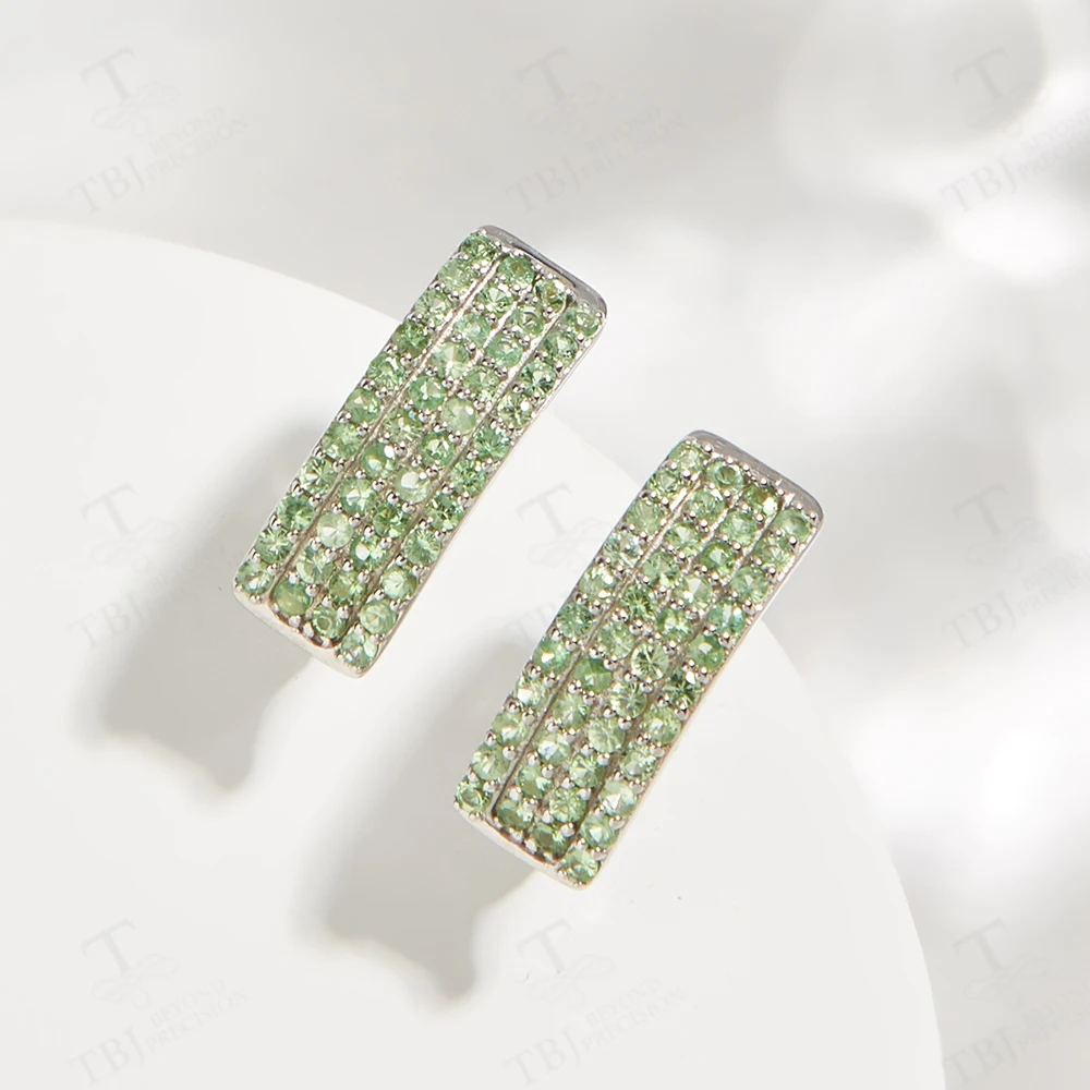 

New & Trendy Silver Earrings for Women & Lady Natural Precious Tsavorite Gemstone Luxury Jewelry Wedding Bouquets Gift