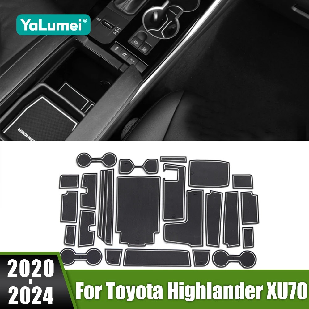

For Toyota Highlander XU70 Hybrid 2020 2021 2022 2023 2024 Car Anti-slip Door Groove Mats Cup Pad Gate Slot Coaster Accessories