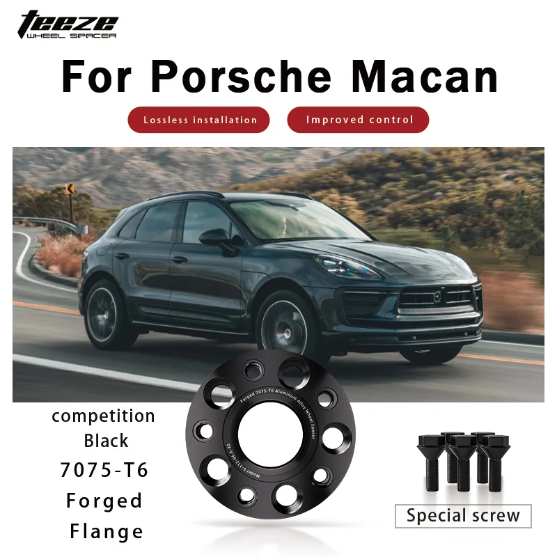

Teeze 2/4pcs 5x130 CB 71.6 M14x1.5 Hub Centric Black Forged wheel spacer For Porsche Macan Flange Plate15/20/25/30/35mm