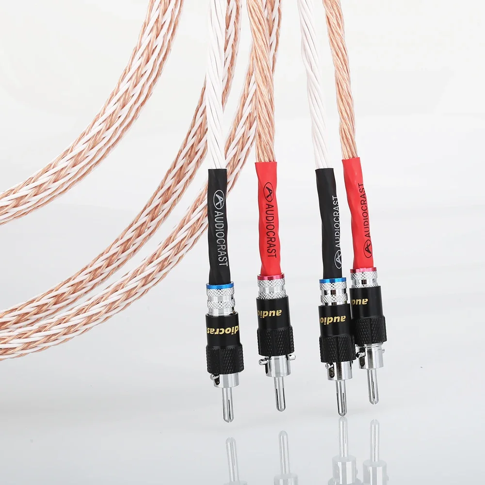 คู่ Audiocrast HiFi สายลําโพงสายลําโพงโรเดียมชุบกล้วยปลั๊ก 10AWG (OFC) สายลําโพง