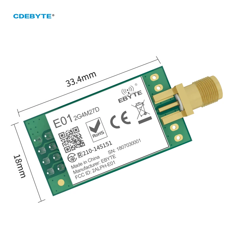 Imagem -02 - rf Transmissor sem Fio Módulo de Controle Remoto E012g4m27d 5km Dip pa Lna Iot Casa Inteligente Fone de Ouvido 10 Peças Nrf24l01p 2.4ghz 27dbm