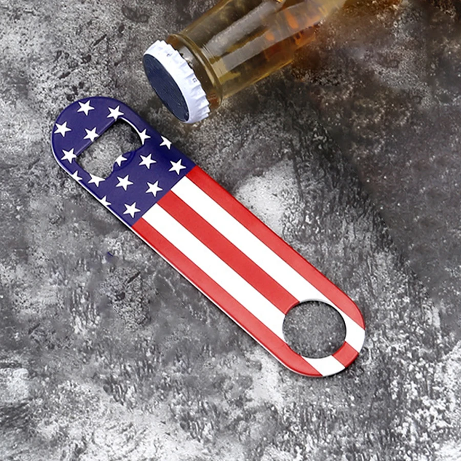 Apribottiglie, apribottiglie per birra in acciaio inossidabile con bandiera americana, forniture da bar, regali di nozze per ospiti, regali per feste, cucina e ristorante