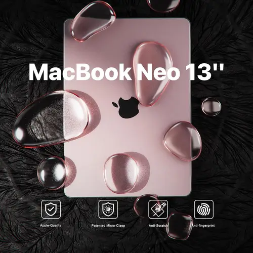 Imagen 2 del producto Funda para portátil MacBook Neo de 13 pulgadas 2026, 100% compatible con el color oficial, carcasa rígida de plástico mate para A3404