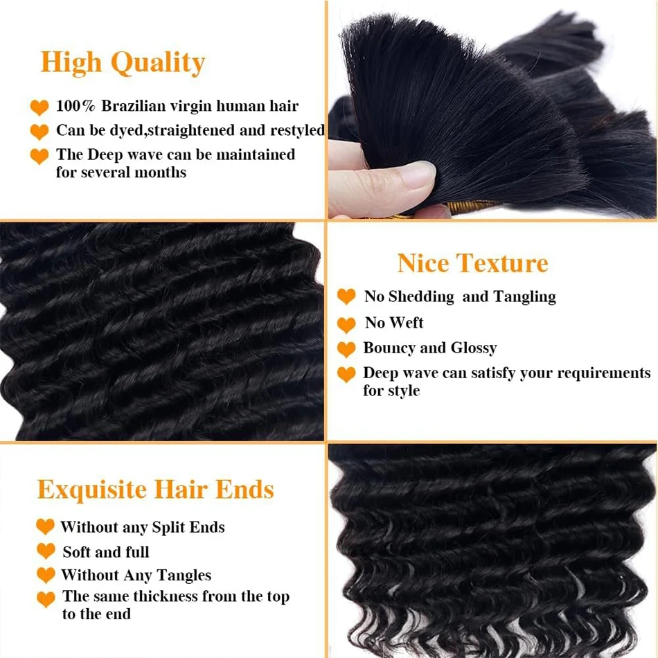 Deep Water Wave No Weft Virgin – Water Wave Bulk Human Hair For Braiding Bewertung und Preis