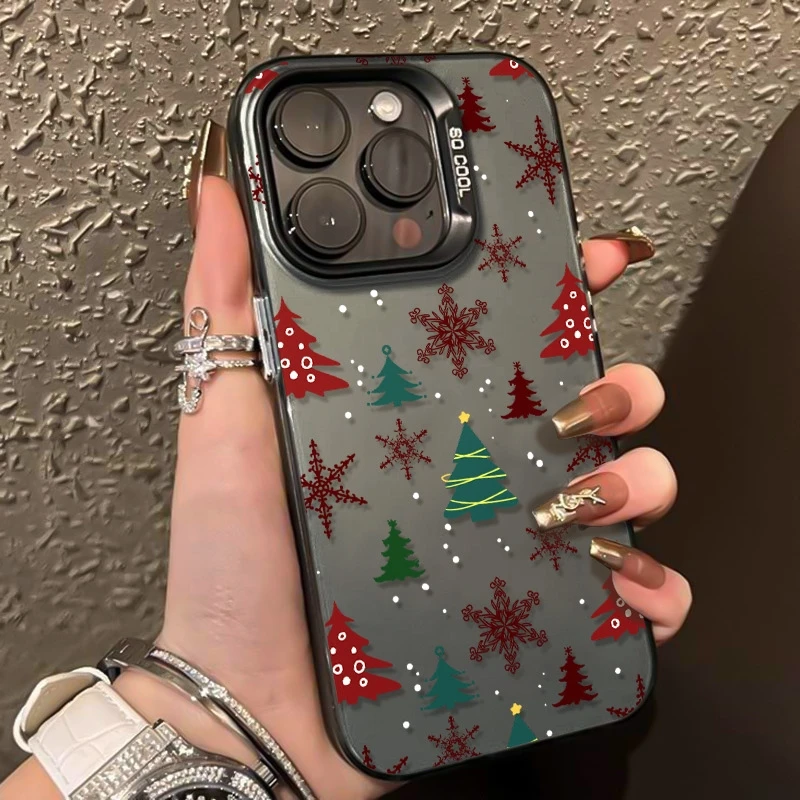 حافظة هاتف من مادة البولي يوريثان الحراري المطلية بالليزر لعيد الميلاد، مناسبة لهاتف آيفون 17 إير برو ماكس آيفون 16 15 14 13 12 11 XS Xr X 7 8 12/13 Mini Plus Pro Max Se هدية عيد ميلاد/عيد الحب/صديقة