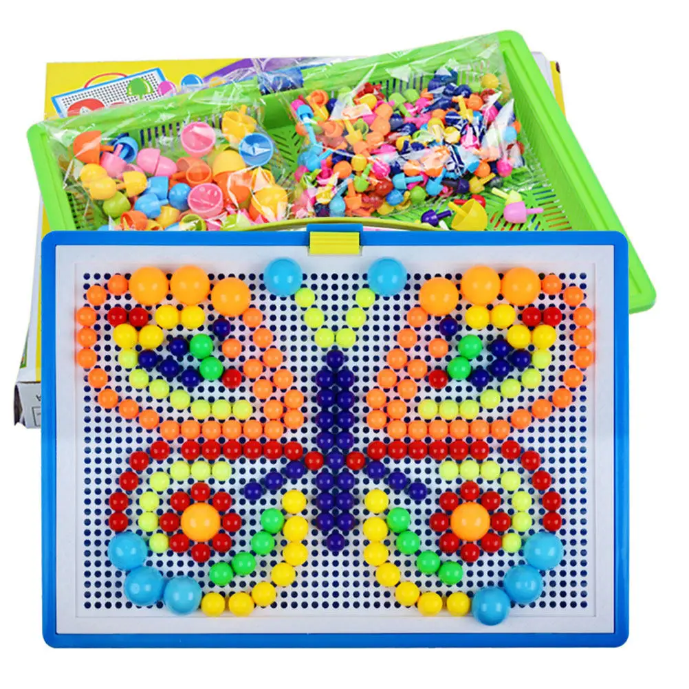 1Set Mushroom Nail Pegboard Puzzle Educational Kids Activity Set Develops Creativity Hand Eye Coordination and Problem Solving