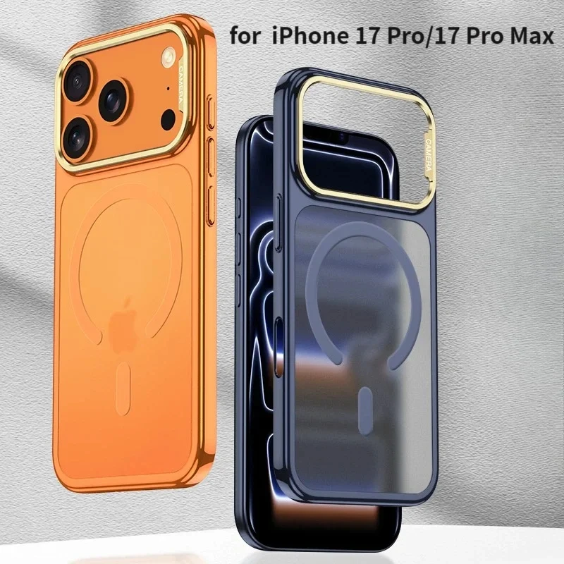 

Skin Feel Translucent for Magsafe Magnetic Phone Case for IPhone 17 Pro 17 Pro Max Electroplating Slim Clear Protect Cover