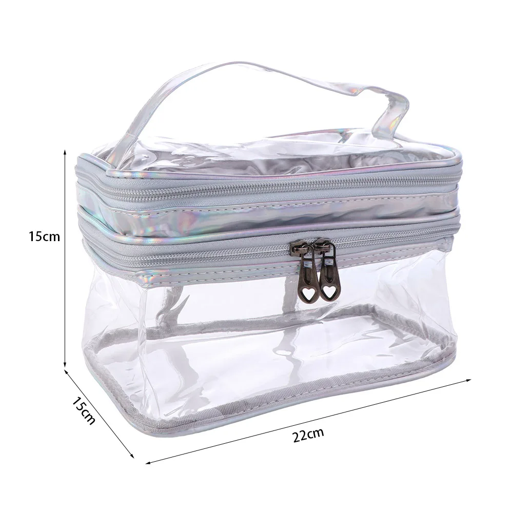 Waterproof Transparent Cosmetic Box PVC Two Layers Makeup Bag Toiletries Organizer Dry and Wet Separation Cosmetic Organizer Bag