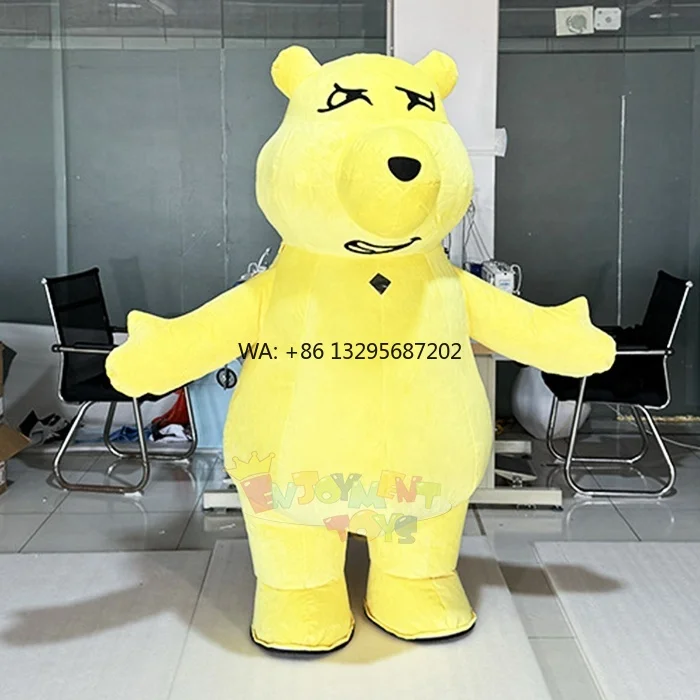 

Inflatable Yellow Bear Cartoon Doll Costume Bad Laugh Mascot Bear Event Promotion Performance Doll Costume