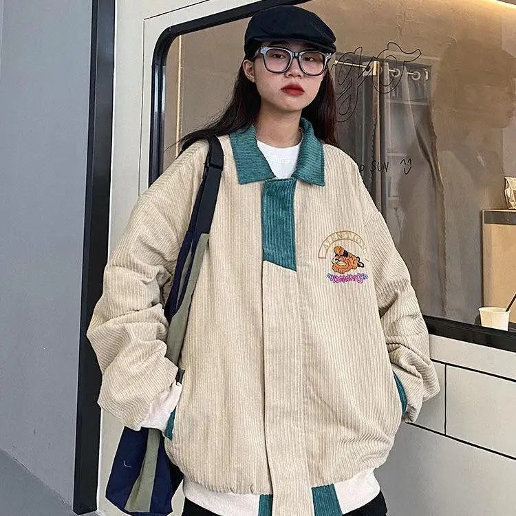 Corduroy Jacket Women Spring and Autumn Baseball Uniform New Korean Style Loose and Versatile  Student Ins Jacket Women's Trendy