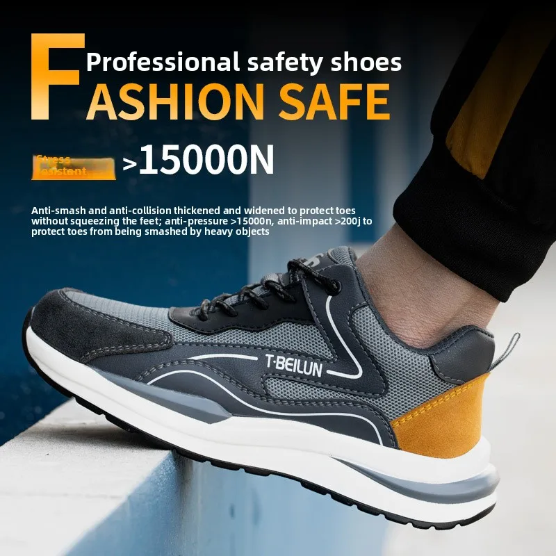 作業用安全靴男性用安全ブーツスチールトゥキャップシューズ耐パンク性アンチスマッシング安全靴建設防水
