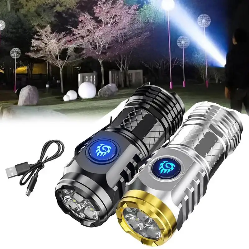 High Lumens Mini Flashlight 5 Modes Rechargeable Led Bright Camping Pocket Flashlight Tiny Handheld Flashlight Hiking
