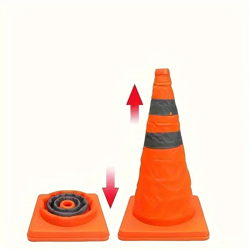 50cm Foldable Telescopic Road Barrier Reflective OxfordCloth Traffic Cone Road Safety Traffic Equipment Soccer Training Obstacle