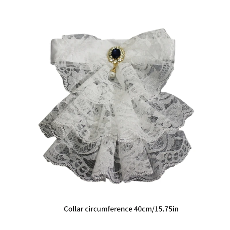 652F Renaissance Ruffle Collar Victorian Neck Costume Cosplay Victorian Ruffled Lace Faux Collar Neck Ruff Ruffle Collar