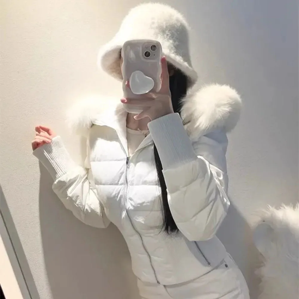 Fashion Parkas Women Short Parkas Winter Clothes Solid Fur Hooded Puffer Jacket Thicken Warm Female Cotton Padded Coat Outwear