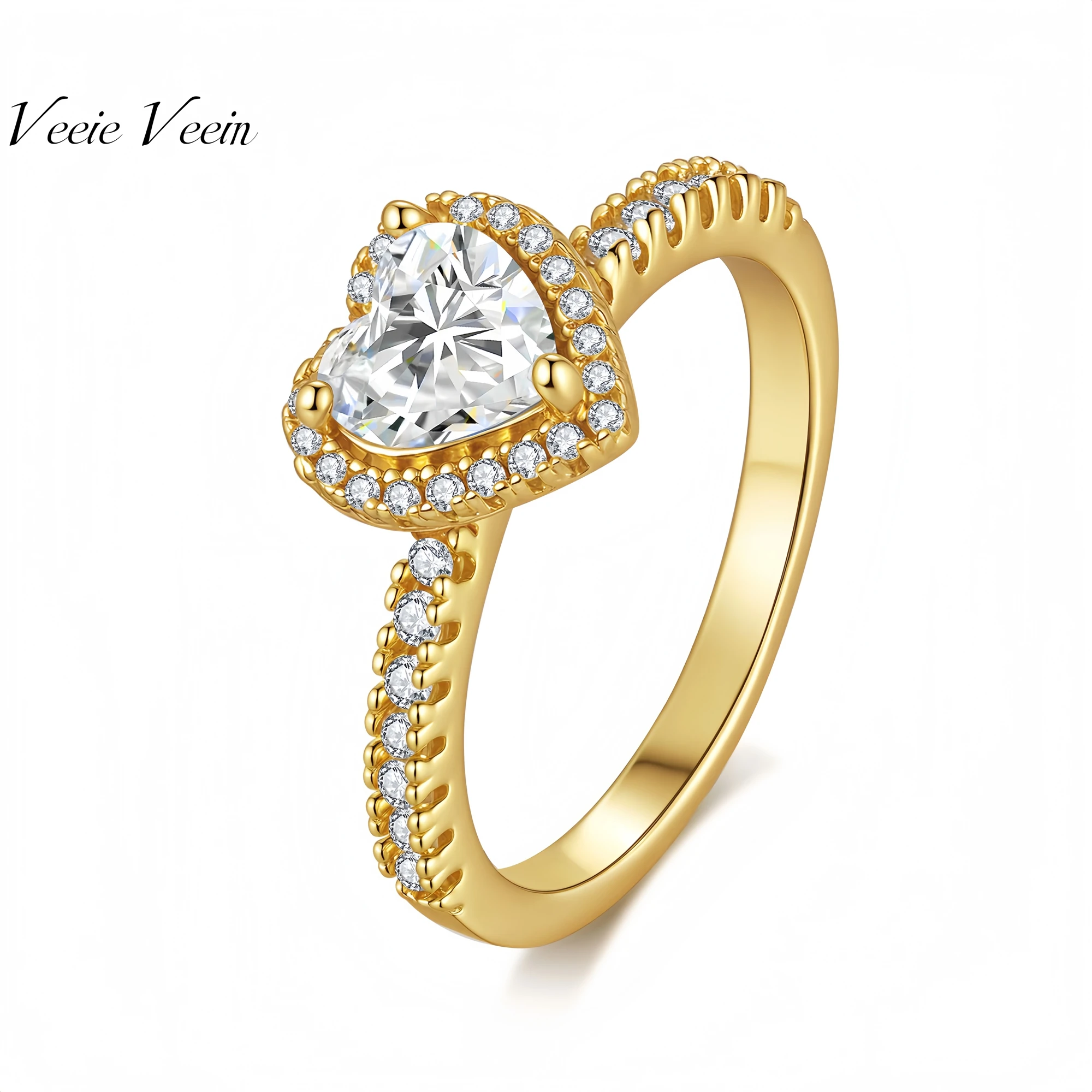 

Veeie Veein Элитный бренд выдолбленное кубинское кольцо с муассанитом GRA Сертификат S925 Кольцо в форме любви для женщин с цветочным принтом