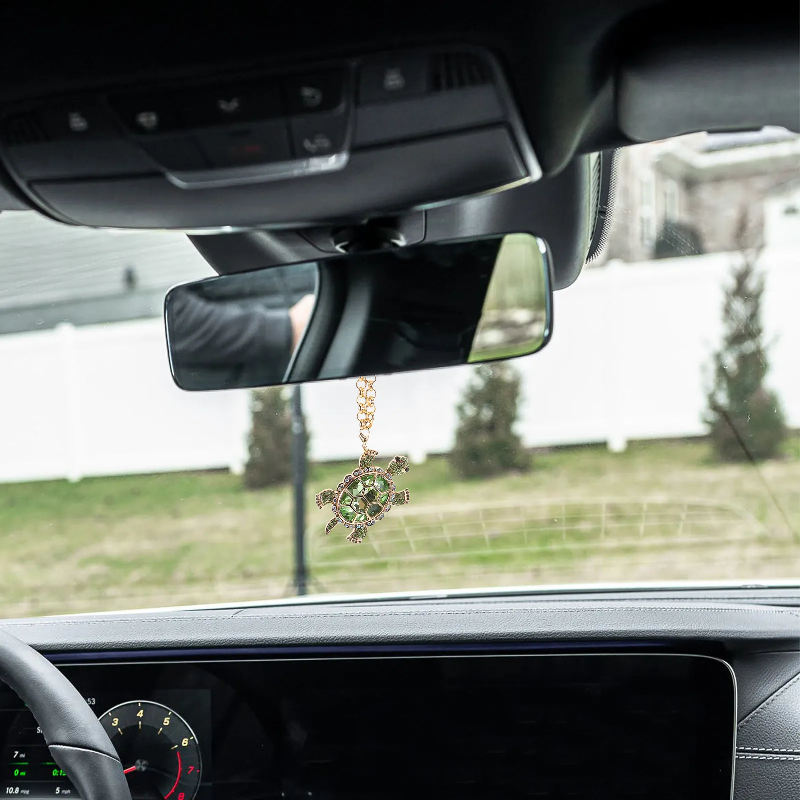 Cute Turtle Rearview Mirror Pendant Shiny Hanging Car Charm Decorative Auto Interior Accessories for Women Drivers