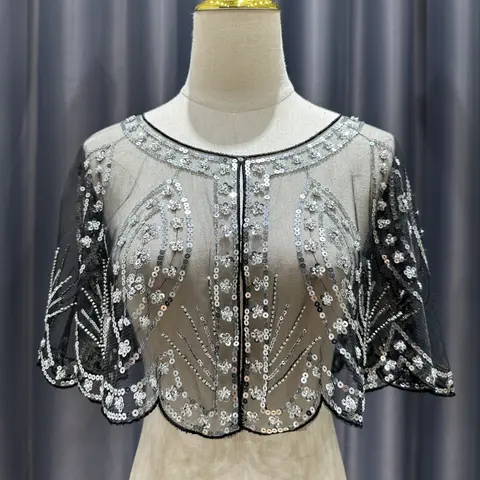 New Shawl for Women, A Versatile Short Flower Cape with Sequins, A Thin And Shiny Small Jacket,
