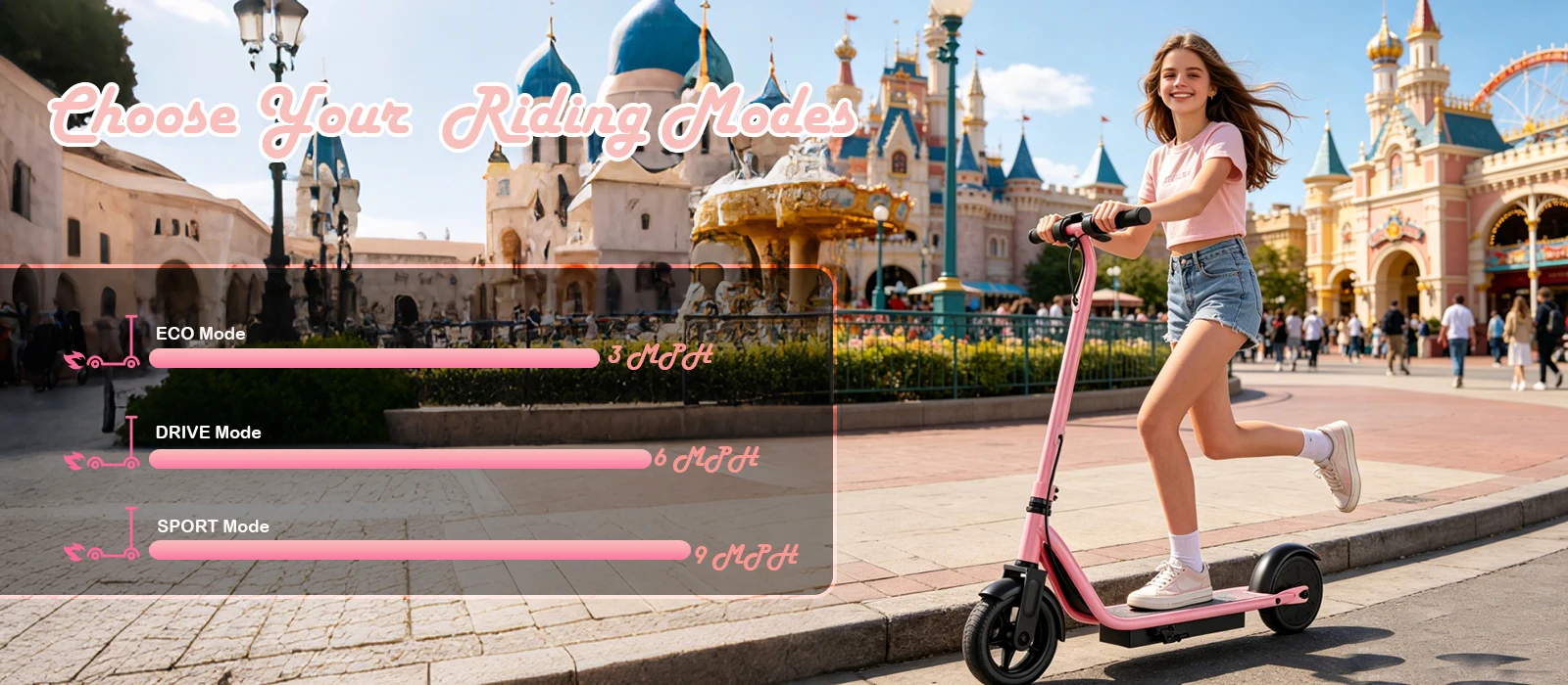 AOVOPRO LB65PRO Elektroroller für Kinder 250W 6,5 Zoll Kinder-Elektroroller 15KM/H Höchstgeschwindigkeit 5-16KM Rosa Schwarz E-Scooter – Detail 8