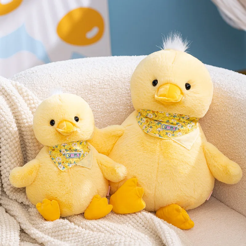 35/60CM Simulation Yellow Duck Plush Toy Long Hair Sitting Lying Duck Plush Doll Accompany Sleeping Gift