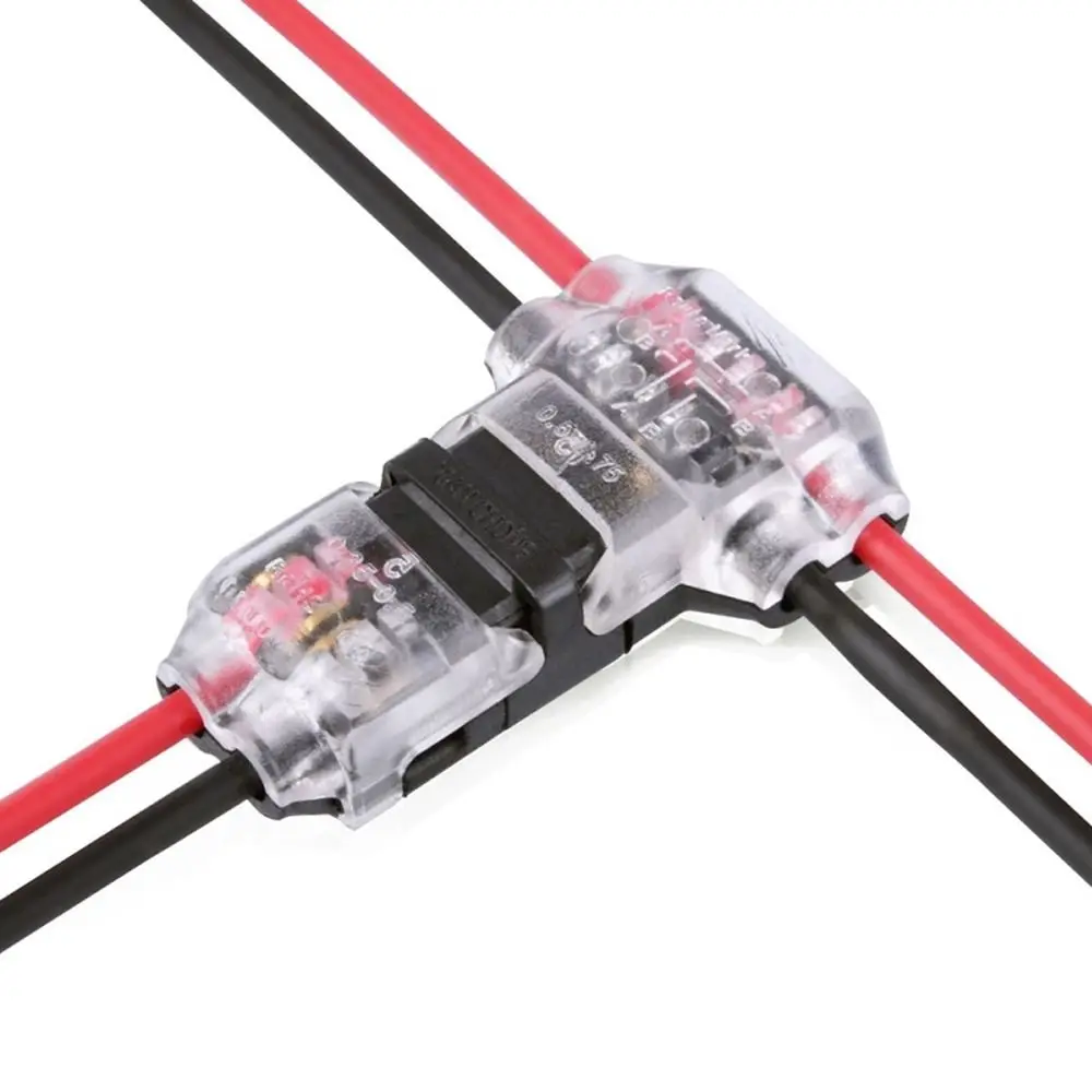 2 Pin 2 Way 5pcs Pluggable With Lever T Shape Cable Clamp Conductor Terminal Block Stripping Connector Wire Wiring Connector