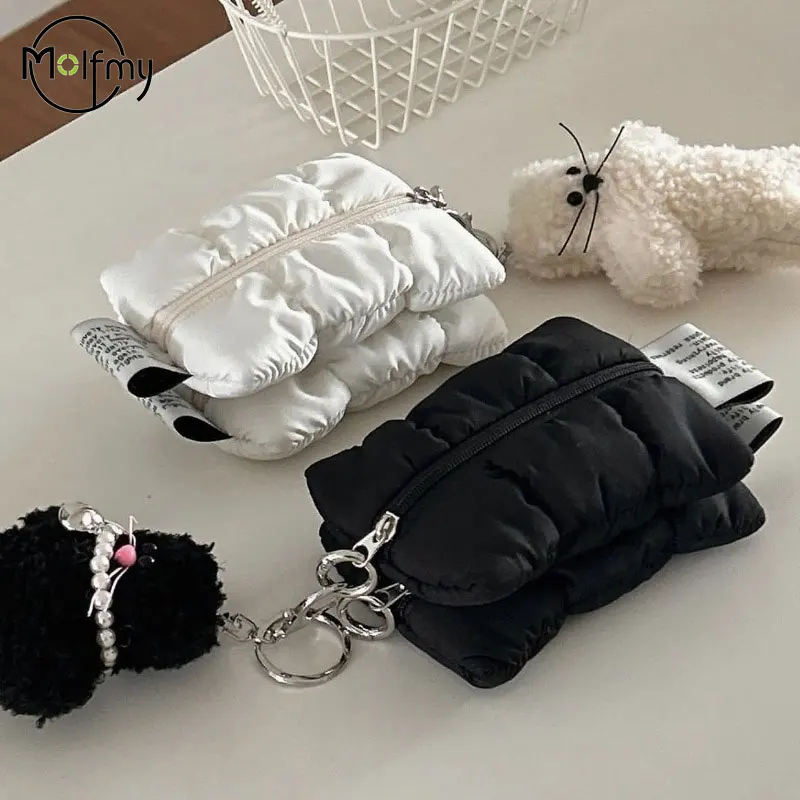 Cartera para mujer, Mini cartera pequeña bonita, bolsa de maquillaje multifuncional para lápiz labial, monedero de nube blanca, bolsa de almacenamiento portátil, funda para llaves, nuevo