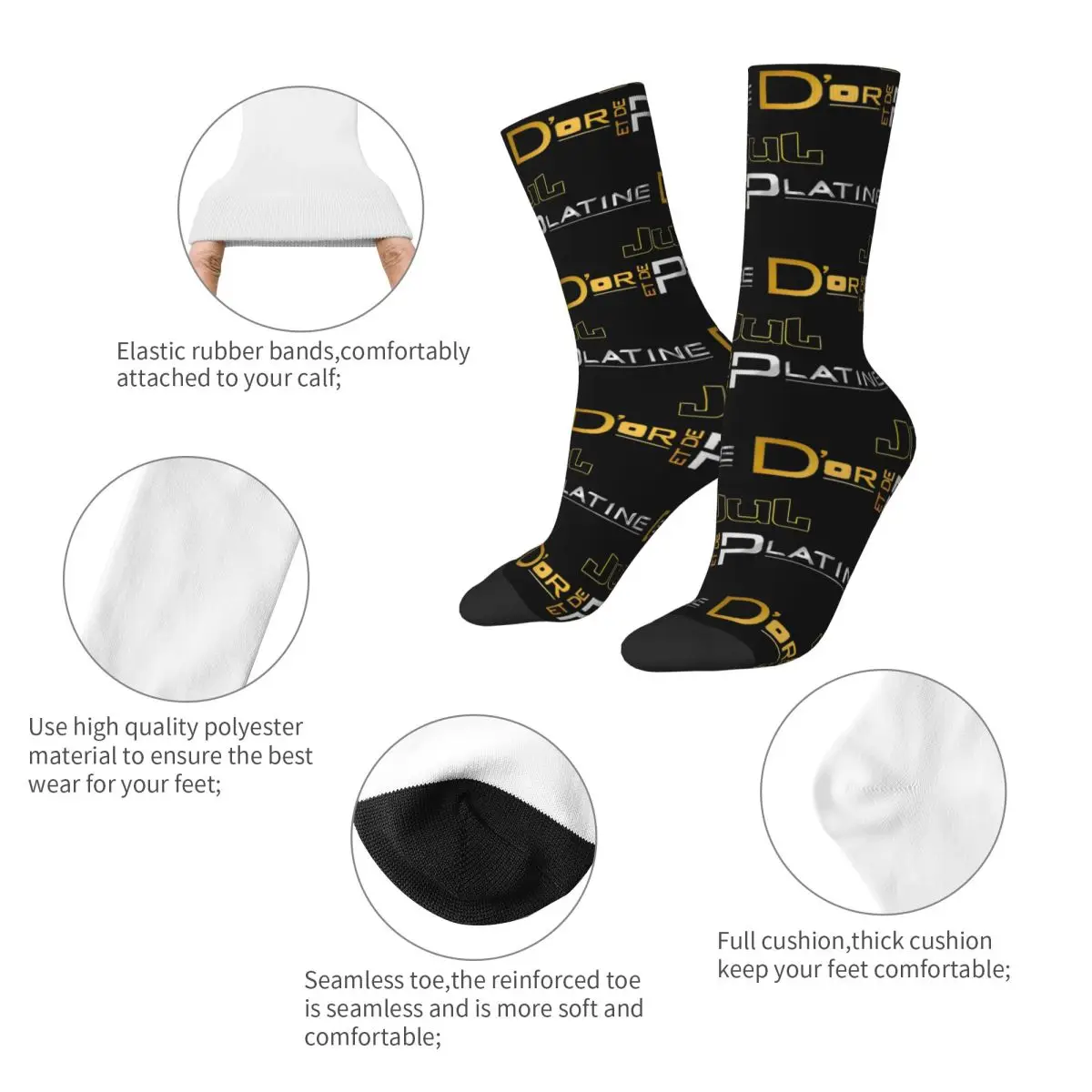 Harajuku Jul Gold And Platinum Rapper Football Socks Polyester Crew Socks for Unisex