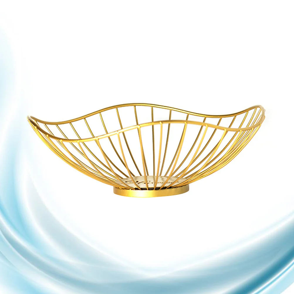 

1pc Iron Art Basket Metal Wire Fruit Bowl For Home Restaurant Hotel Golden Fruit Storage Holder Creative Snack Plate