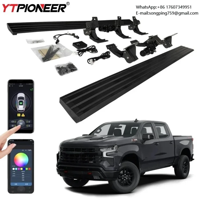 Automatic Electric Side Steps Power Running Boards with Led Lights for 2022 2023 2024 Chevy Silverado 1500 2500 HD Rst Truck