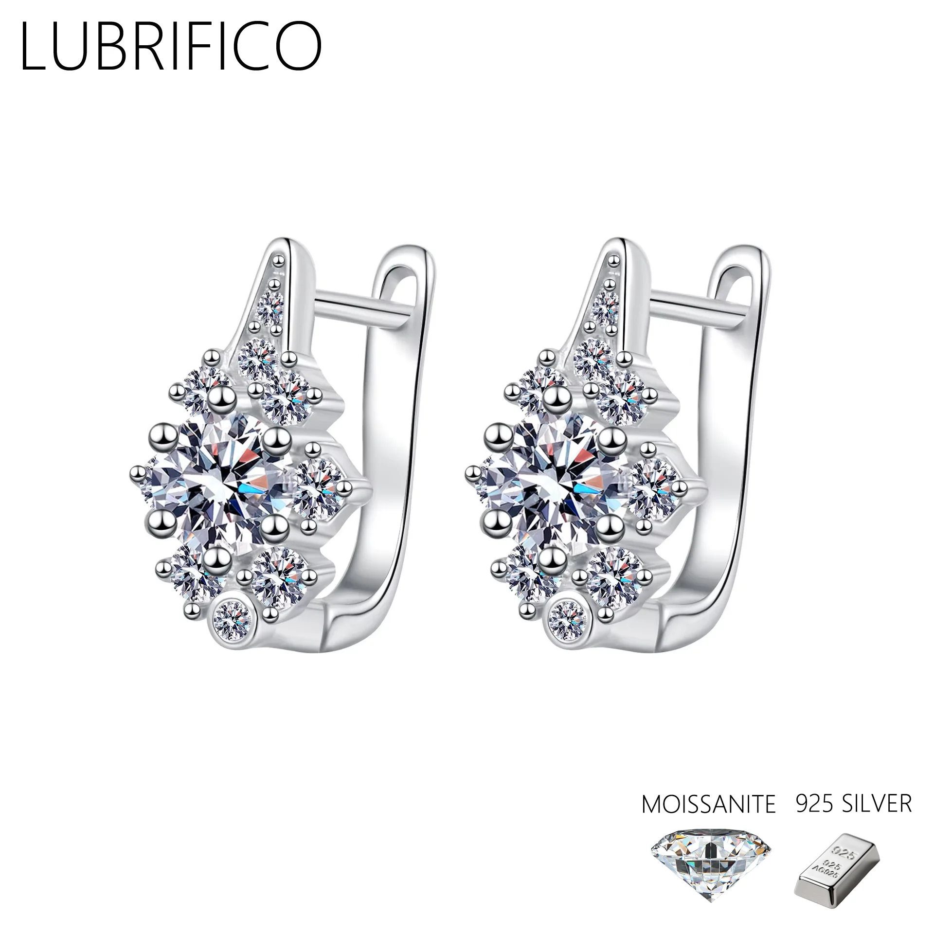 

Серьги-клипсы U-образной формы с муассанитом 1,0 карата, 100% стерлинговое серебро 925 пробы, лабораторные серьги с бриллиантами для женщин, ювелирные украшения для свадебной вечеринки