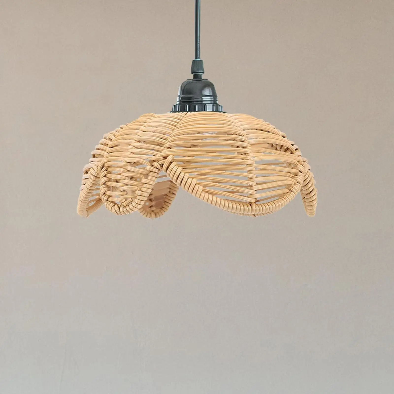 

Imitation Rattan Lamp Shade Pendant Light Shade Boho Lotus Flower Shaped Floor Lamp Cover for Tea Room Restaurant Home Decor