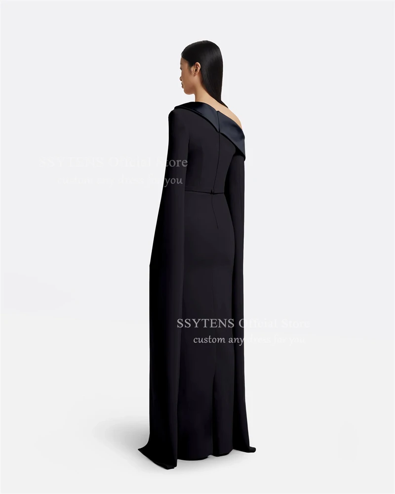 فساتين سهرة بحورية البحر باللون الأسود الحديث من SSYTENS بكتف واحد مناسبة رسمية فساتين لحضور الحفلات الموسيقية لحفلات الزفاف من الكريب حسب الطلب