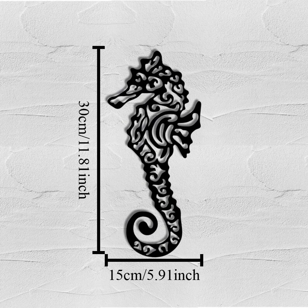 Arte de Parede em Metal com Tema de Cavalo-Marinho, Decoração Náutica para Banheiro, Pátio, Casa de Praia, Presente
