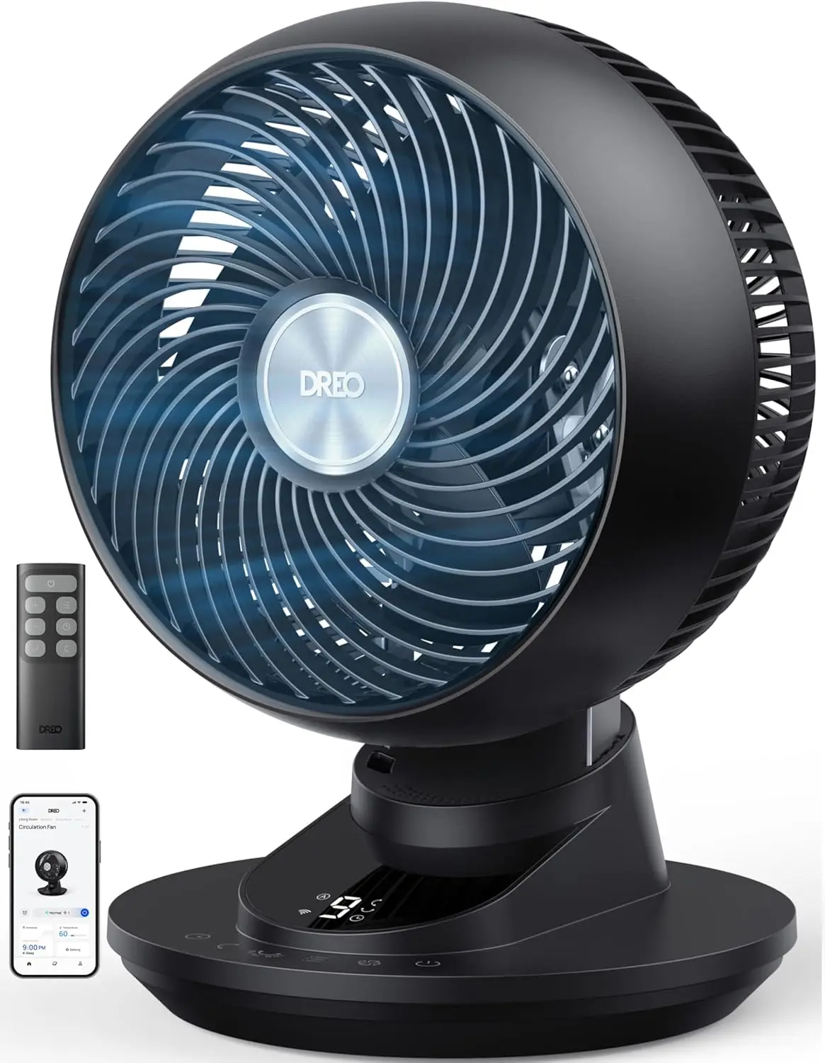 

Smart Bedroom Fan, 85 ft Airflow, 12 Inches Desk Fan, Quiet 20dB, App/Voice Control, Oscillating with Timer for Home Office