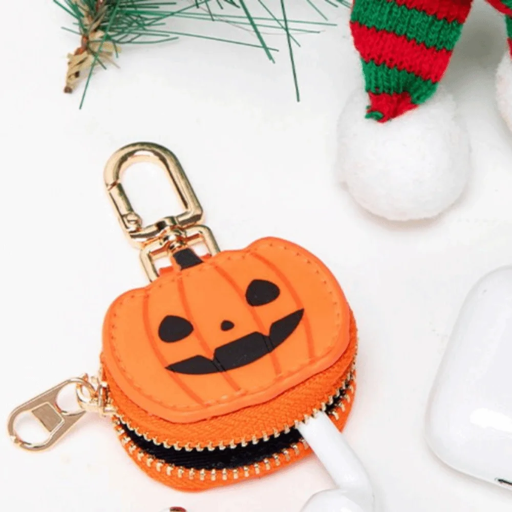 

Creative Cute PU Leather Keychain Snowflake Pumpkin Christmas Pendant Coin Bag Ghost Halloween Pendant Mini Storage Bag