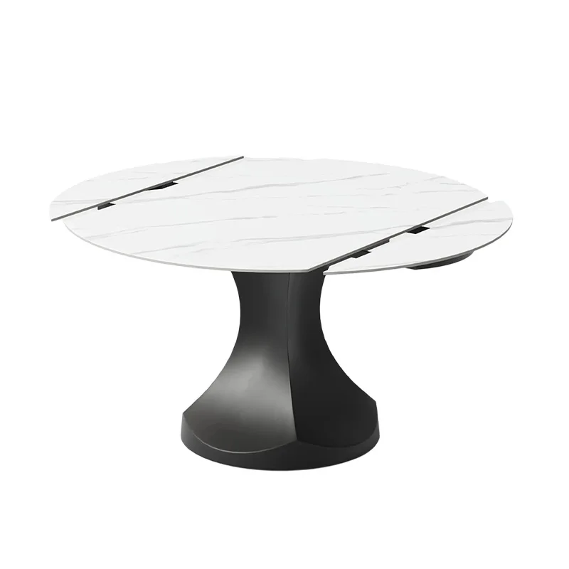 

Retractable rock slab dining table square and round dual-purpose folding modern light luxury