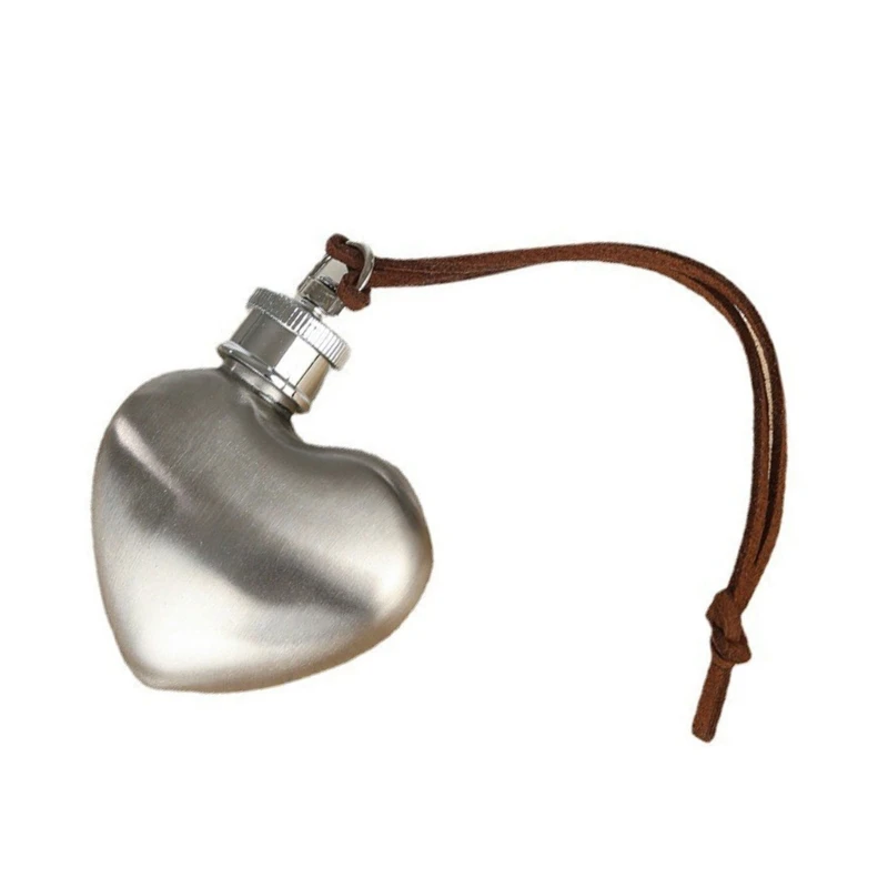 Bottiglia liquore tascabile in argento portatile da 1 oz con fiaschetta a cuore in acciaio