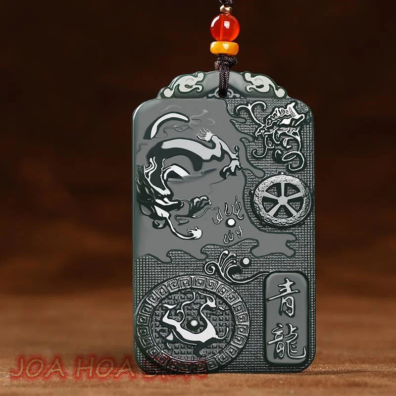 

White Tiger Fine Card Necklace Pendant Hetian Jade Pagoda Green Handwork Men's Women's Jewelry