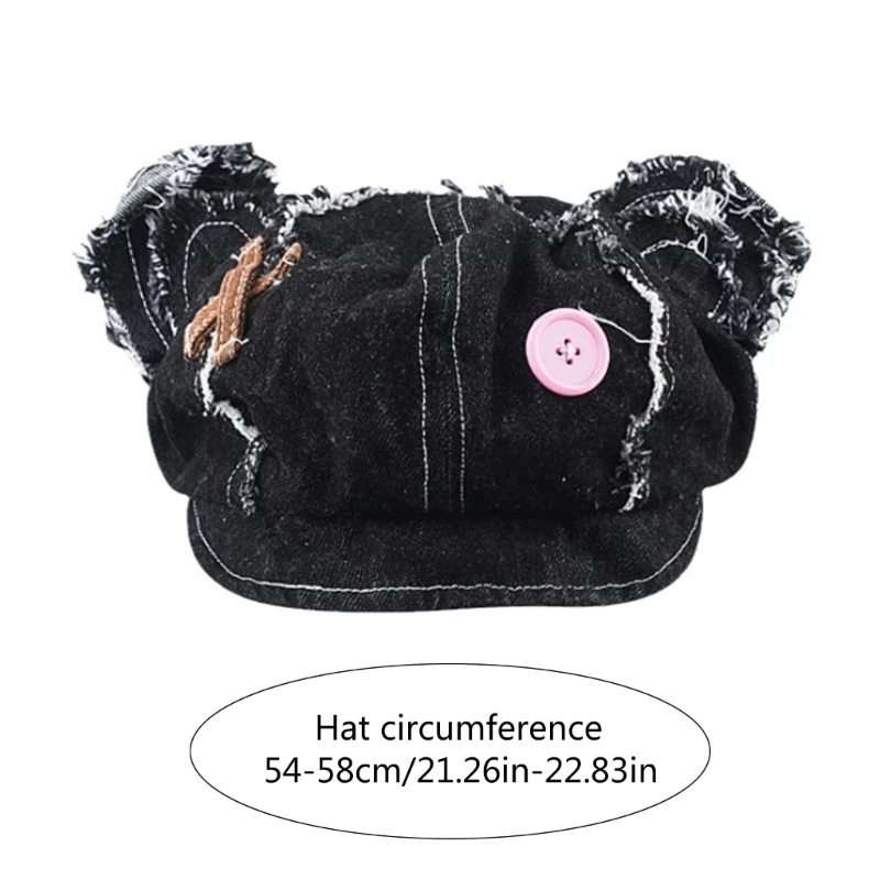 Y2k estilo na bonito urso orelha boina chapéu meninas mulher newsboys boné vintage à prova pintor chapéu chapéu para