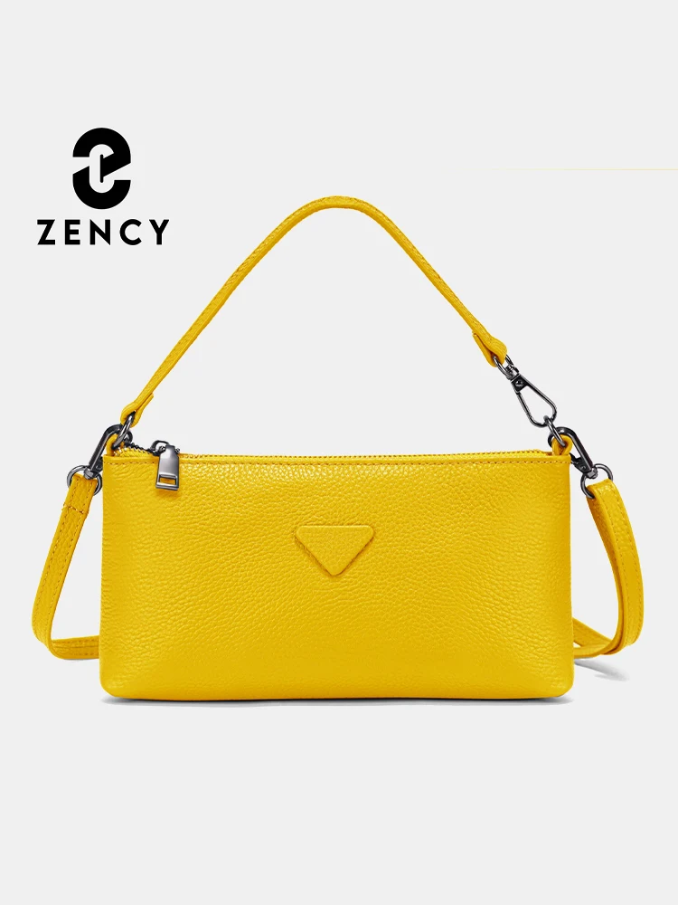 Zency Genuine Leather Women's Crossbody Bag Female Simple Phone Bags Small Roomy Shoulder Bag Yellow Taro Pink Sky Blue Sac