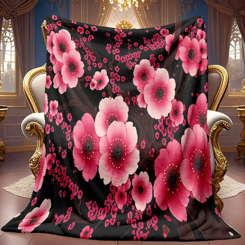 Elegant Spring Branch Ultra Soft Bed Throw Blanket Versatile Home Accent For Coffee Shop Office Supermarket Store Display