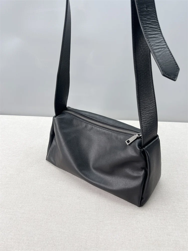 

High-Quali Top-Layer Cowhide Leather Wide Strap Casual ex Single oulder Slant Cross Soft Leather Large Capaci Bag