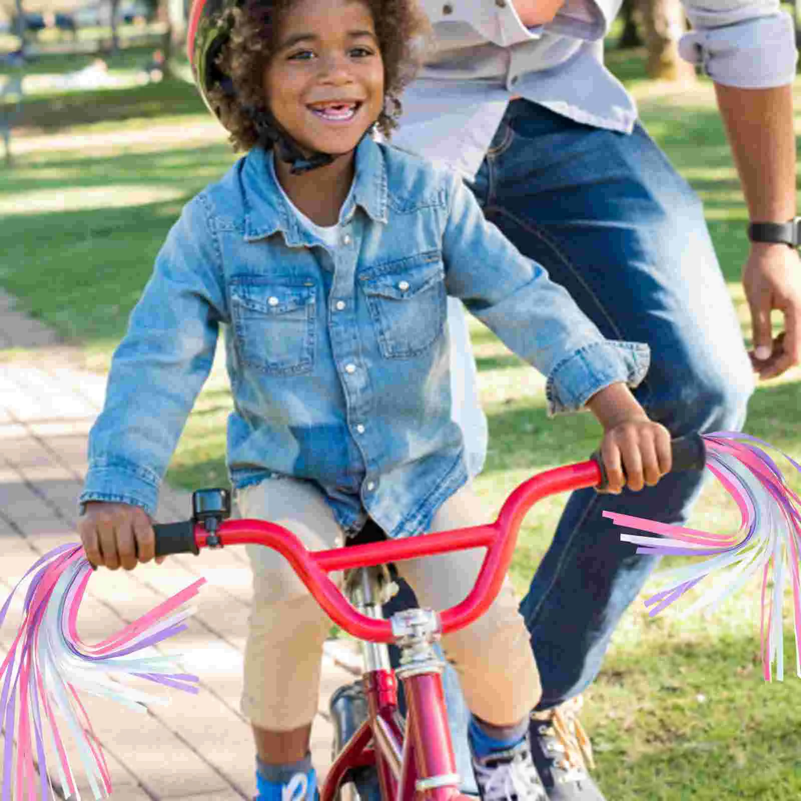 Cestas de serpentinas para manillar de bicicleta, borlas, para estantes, cinta para patinete de niña, trompeta