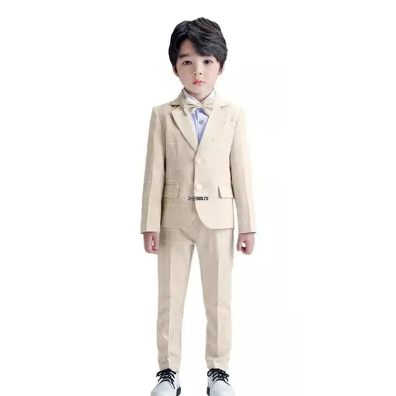 Children Formal Wedding Photograph Dress Flower Boys Birthday Suit Kids Host Performance Celebration Party Piano Show Costume