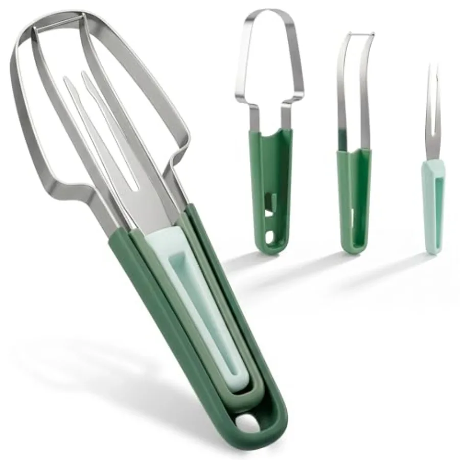 3-in-1 Watermelon Slicer Tool Stainless Steel Portable, Mess-Free Multi-Use Kitchen Gadget for Summer Picnic, BBQ, Pool Party,
