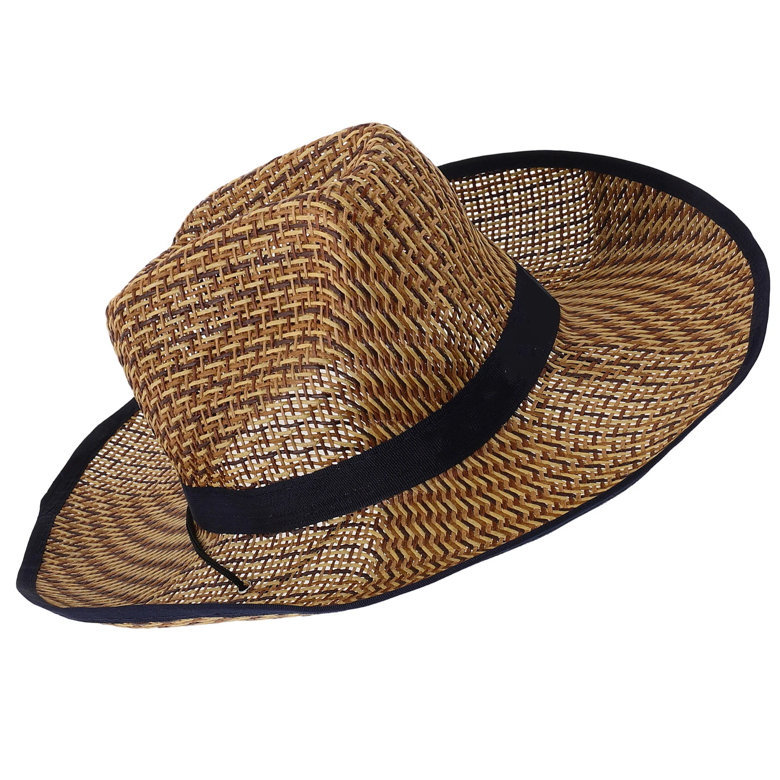 

1PC Fishing Straw Hat Lightweight Bucket Cowgirl Cowboy Hiking Hats for Men Beach Farmer Sun Protection Outdoor Activities