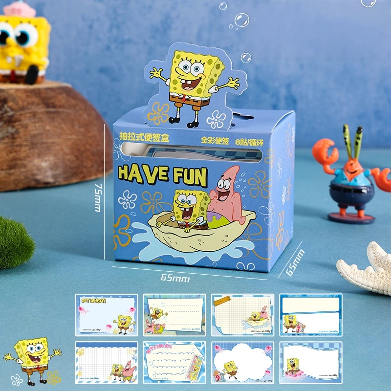 128 Sheets SpongeBob Pull‑Out Sticky Notes, Large‑Capacity Color Page Notepads, Aesthetic Cartoon Memo Pads for Back‑to‑School,