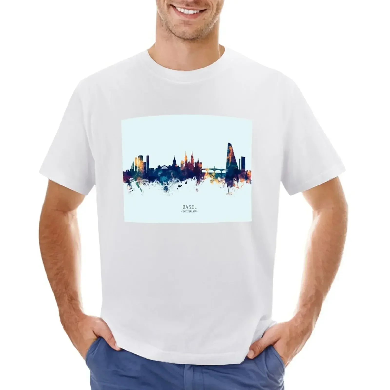 Basel Switzerland Skyline T-shirt anime clothes hippie clothes t shirt men