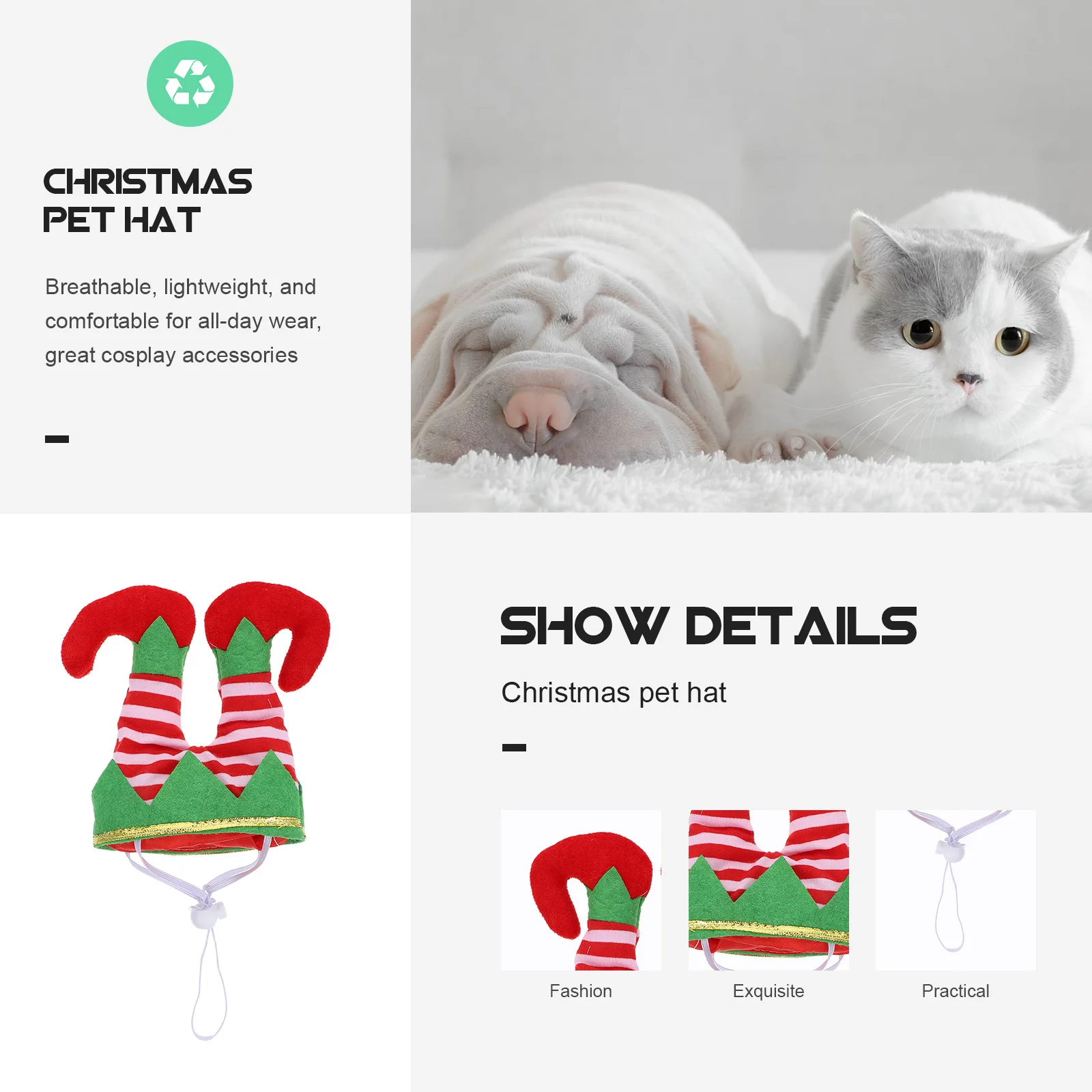 

1Pcs Pet Clown Hat Color Blocked Xmas Party Cap Lightweight Comfortable Cosplay Accessories Christmas Costume Headdress